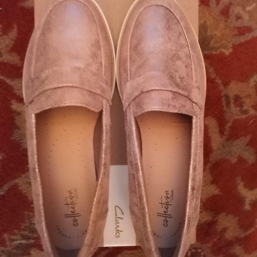 NIB Clarks SHARON GRACIE Pewter Sz US 11 Wide